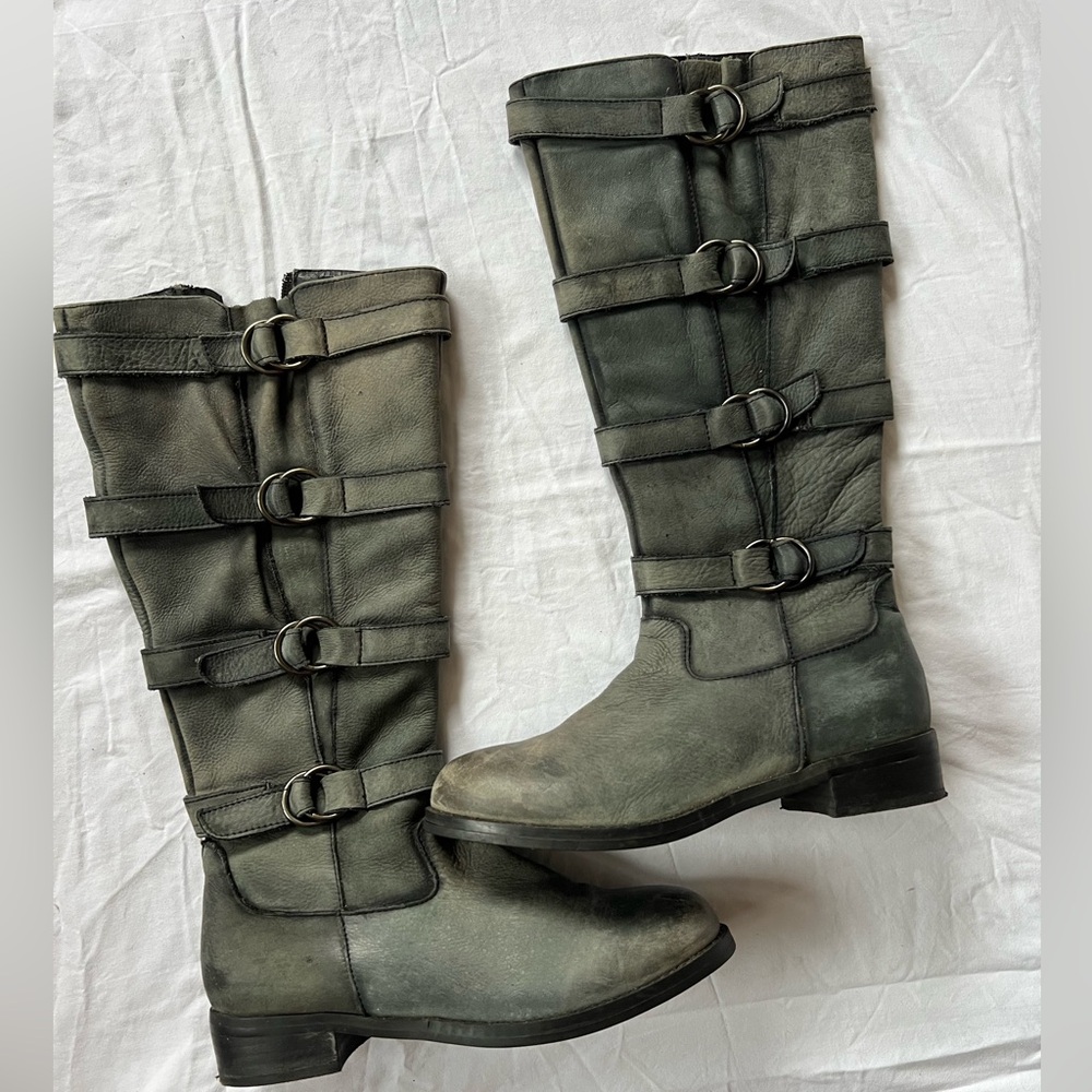 True Vintage buckle boots, tall buckle boots. Genuine leather buckle boots